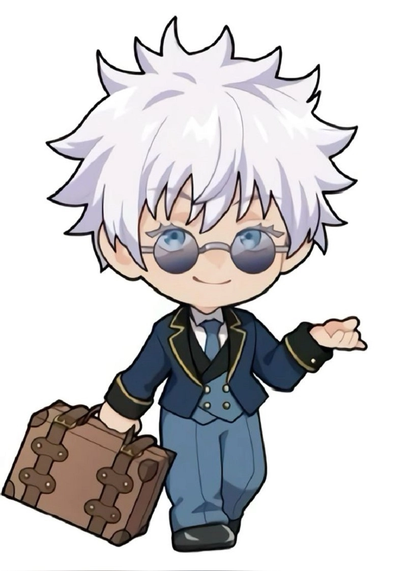 Anime Gojo chibi với biểu cảm siêu đáng yêu