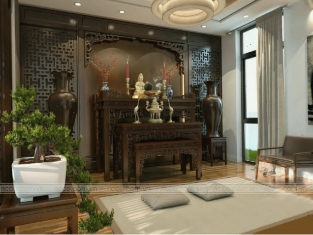 Bố trí phòng thờ đẹp mắt và trang nghiêm