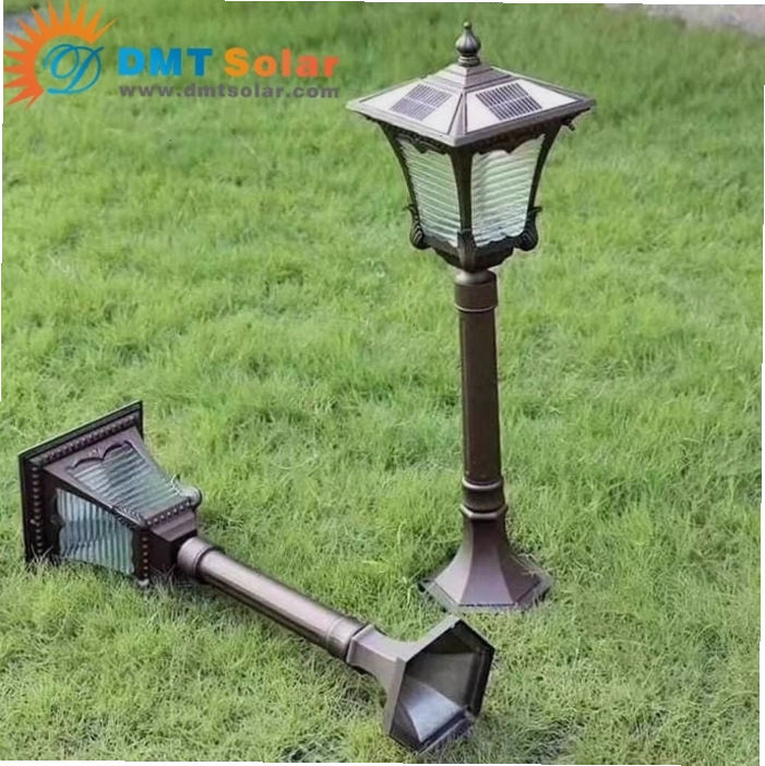 Đèn trụ sân vườn năng lượng mặt trời cổ điển