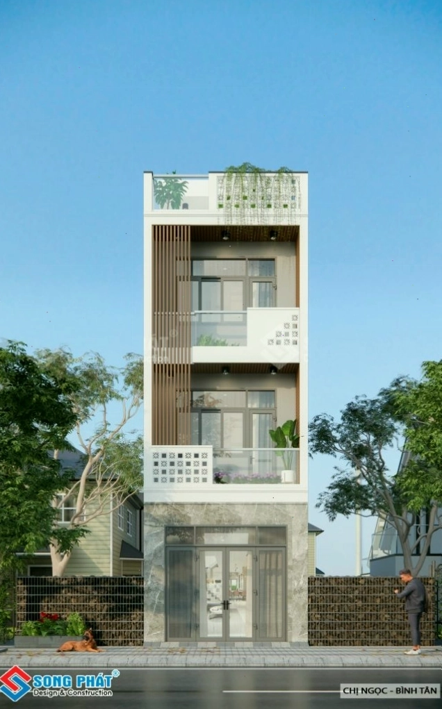 Gạch bông gió kết hợp lan can kính cường lực độc đáo trong nhà
