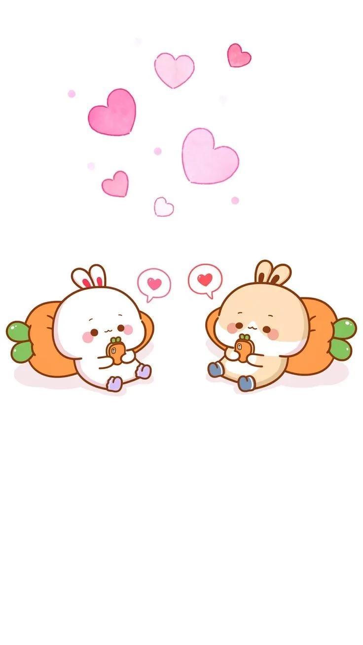 Gấu thỏ cute hình chibi kết hợp dễ thương