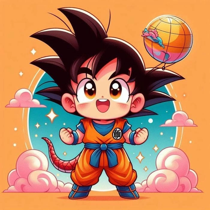 Goku chibi 3D với phong cách sống động, cực kỳ đẹp