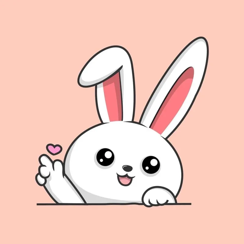 Hình con thỏ cute chibi tạo hình đầy màu sắc