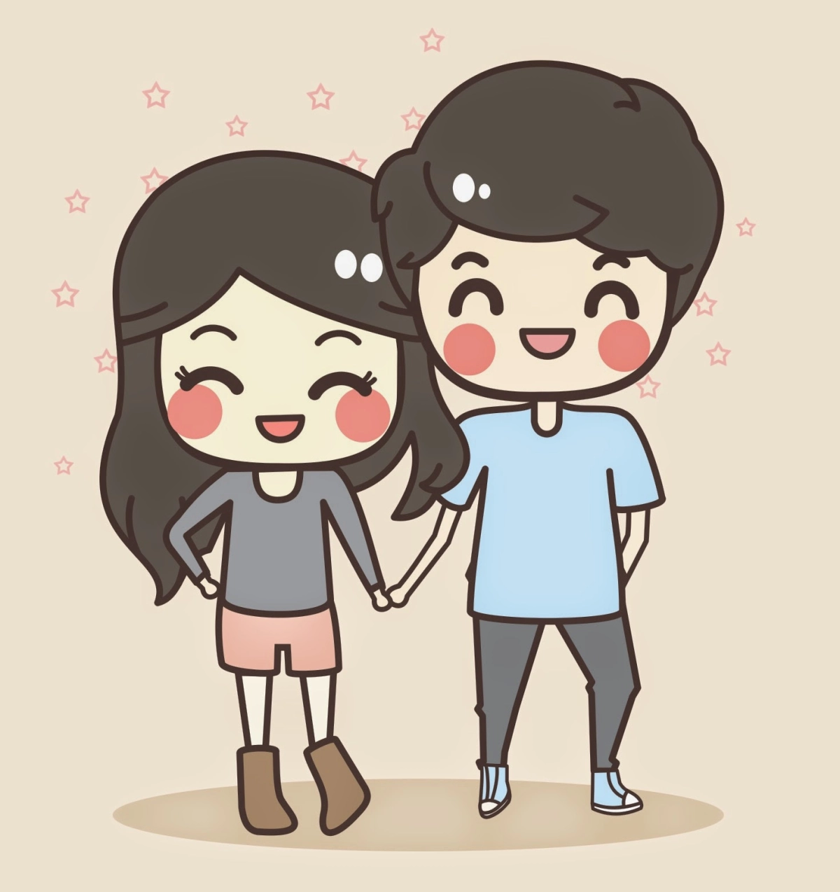 Hình đôi chibi tình cảm đáng yêu vượt mức