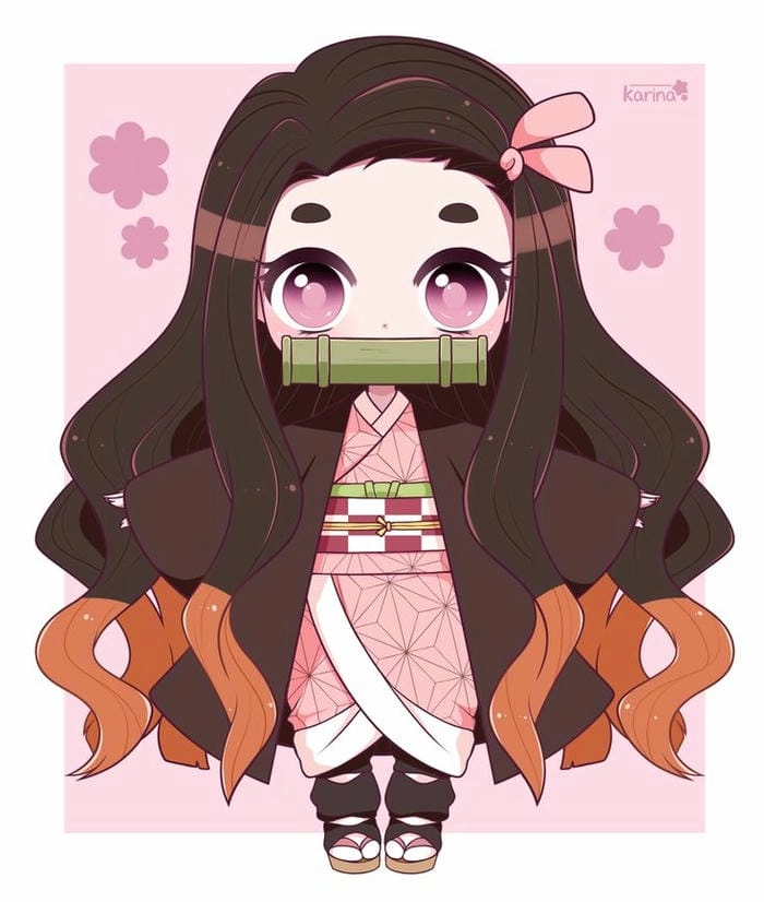 Hình Nezuko chibi cute, dễ thương, sinh động