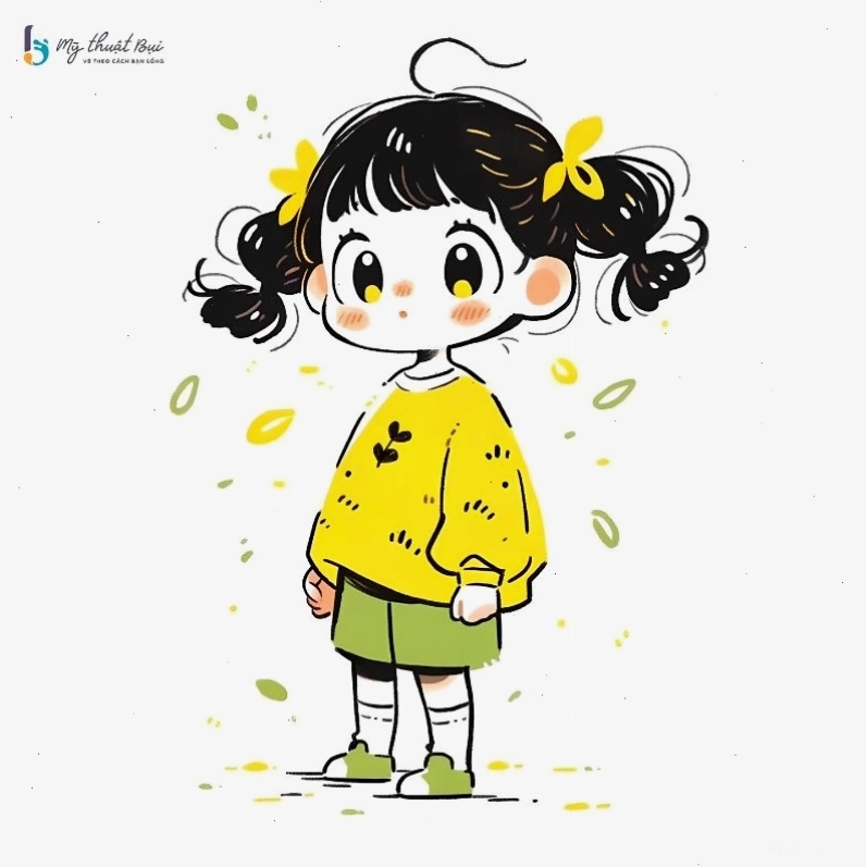Hình người chibi nữ với đôi mắt to tròn và biểu cảm đáng yêu